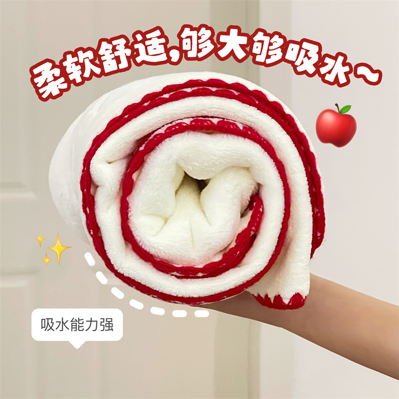 Toallas de baño lindas para perros de manzana toallas de mujer sombrero de cabello seco de tres piezas para el hogar absorción de agua rápida no seco cabello toallas gruesas