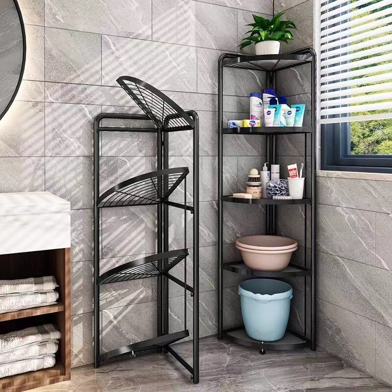 Bathroom Toilet Storage Rack Toilet Tripod Foldableable Floor-Standing Washbasin Rack Multi-Layer Toilet Storage Rack