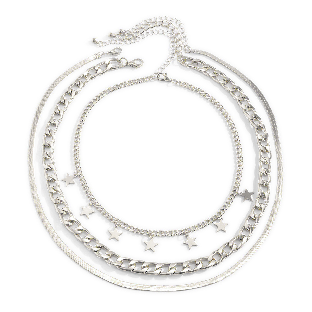 hip hop snake-shaped star bone chain necklace