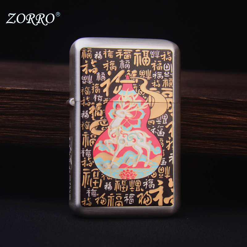 佐罗ZORRO黄铜三代煤油打火机 复古经典防风砂轮创意 Z790银拉丝|undefined