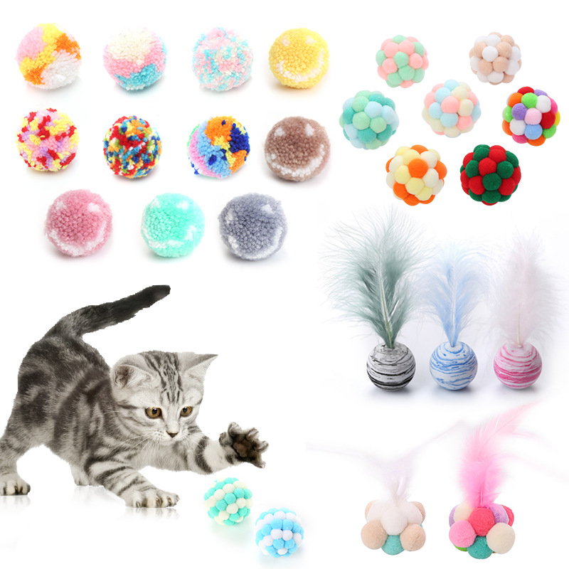 Large collection of pet cat toy balls, plush balls, pet toy balls, pet supplies factory cross-border wholesale