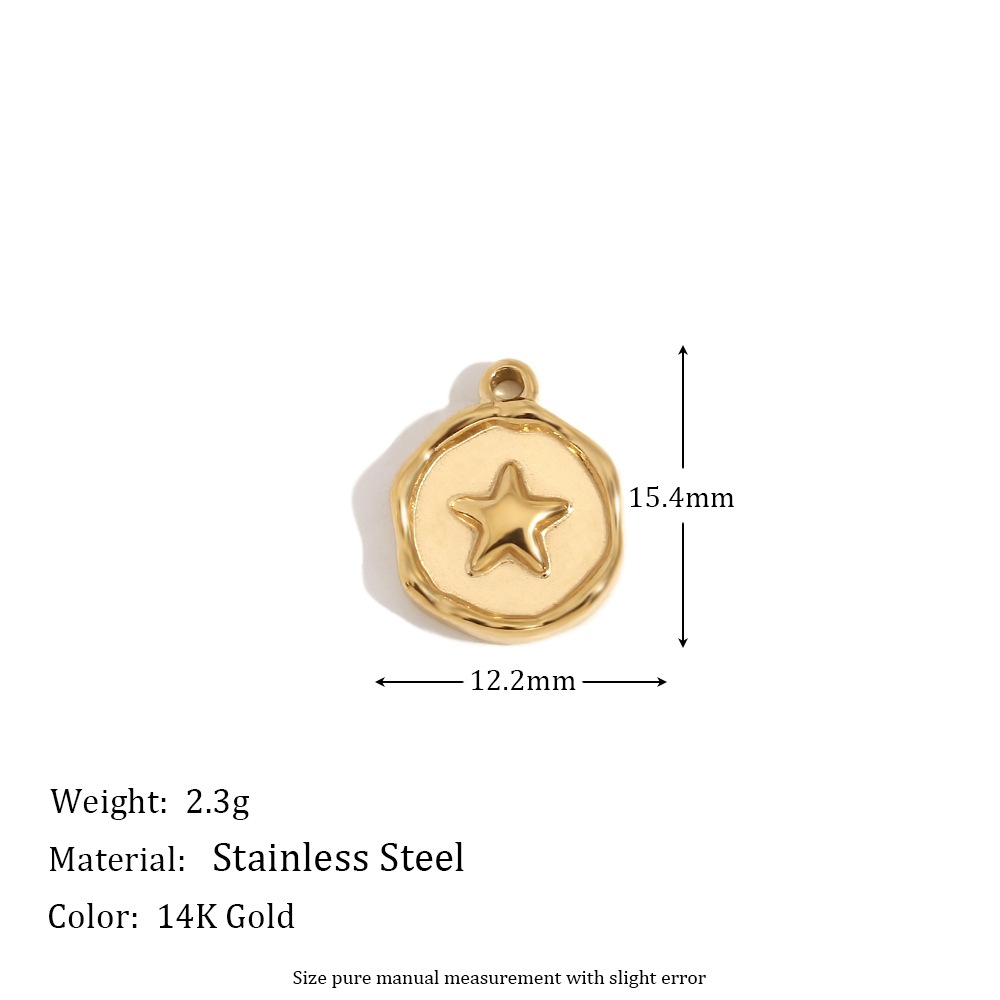 Irregular round groove five-pointed star pendant-gold