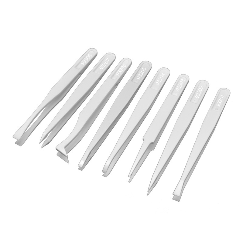 Venta al por mayor fibra de carbono antiestático pinzas de plástico blanco puntiagudo Cabeza ancha cabeza plana libre de polvo pinzas de purificación clip de plástico image 7
