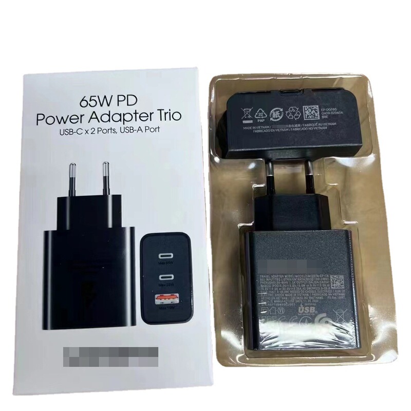 Suitable for Samsung Fast Charging Three-Port Charger S20 S22+ S23+Ultra 65W Dual Pd+Usb Fast Charging