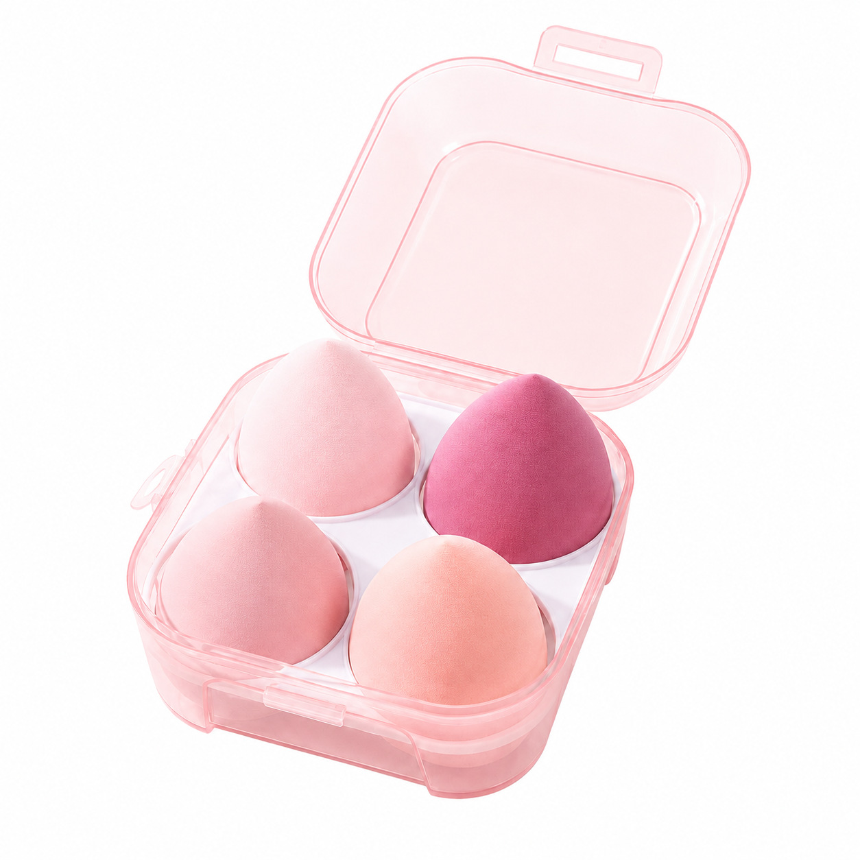 Caja de 4 huevos de maquillaje en polvo, seco y húmedo, no comer polvo, goteo de agua, calabaza, huevos de esponja de maquillaje al por mayor.
