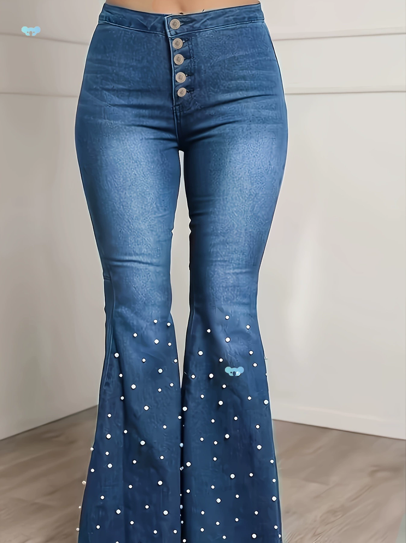 Женские джинсы-клеш с высокой посадкой и эластичным материалом больших размеров для кросс-борда