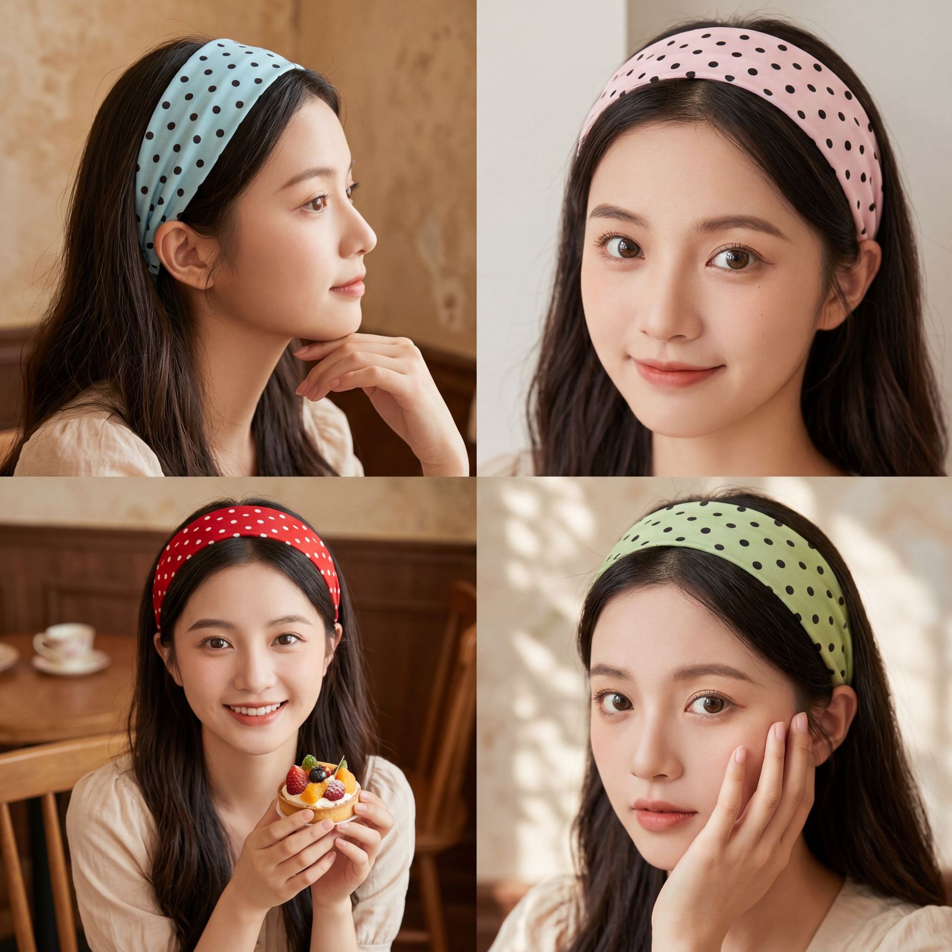 Korean-style hot-selling fashion retro polka dot sports headband, high-elasticity sweat-absorbing headscarf, simple and versatile headband for women