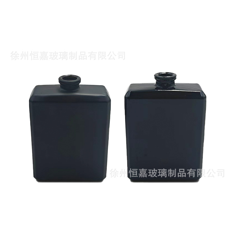 Viajes al por mayor botellas de perfume cuadradas negras portátiles botellas de perfume de vidrio negro brillante botellas de muestra de vidrio negro mate