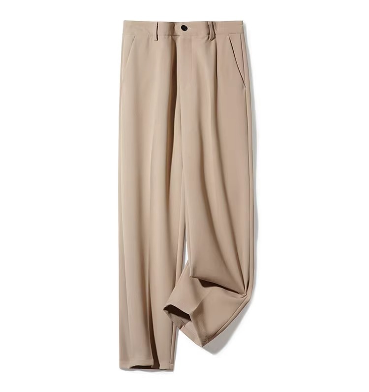 Summer Draped Thin Suit Men Loose Straight Ice Silk Trousers Plus Size Casual Light Luxury Dress Pants_mkmklike.com