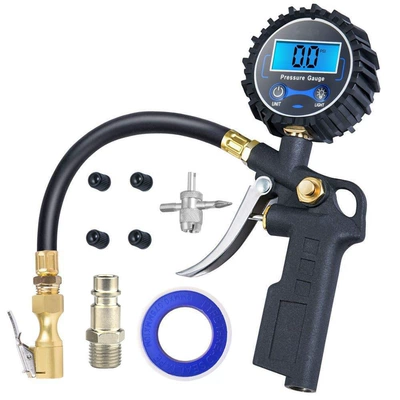 Air pressure gauge/tire pressure gauge Tire Inflation Gun Led Lcd - european-style-tire-pressure-gun-with-hoist-clamp-set