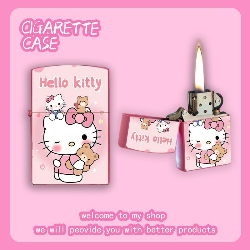 【多平台代发】新款可爱卡通hellokitty煤油打火机高颜值防风网红|undefined