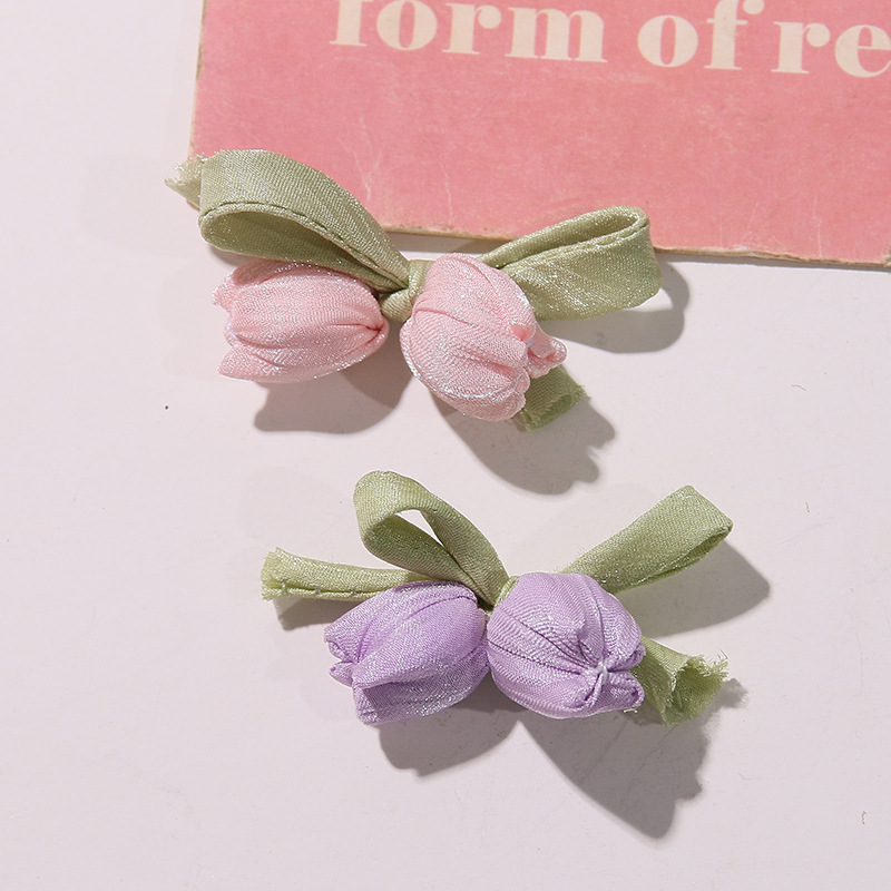 Brotes de flores coreanos simulados flores de tulipanes arco diy fresco clip de cabello cinta ropa falda accesorios clip de cabello