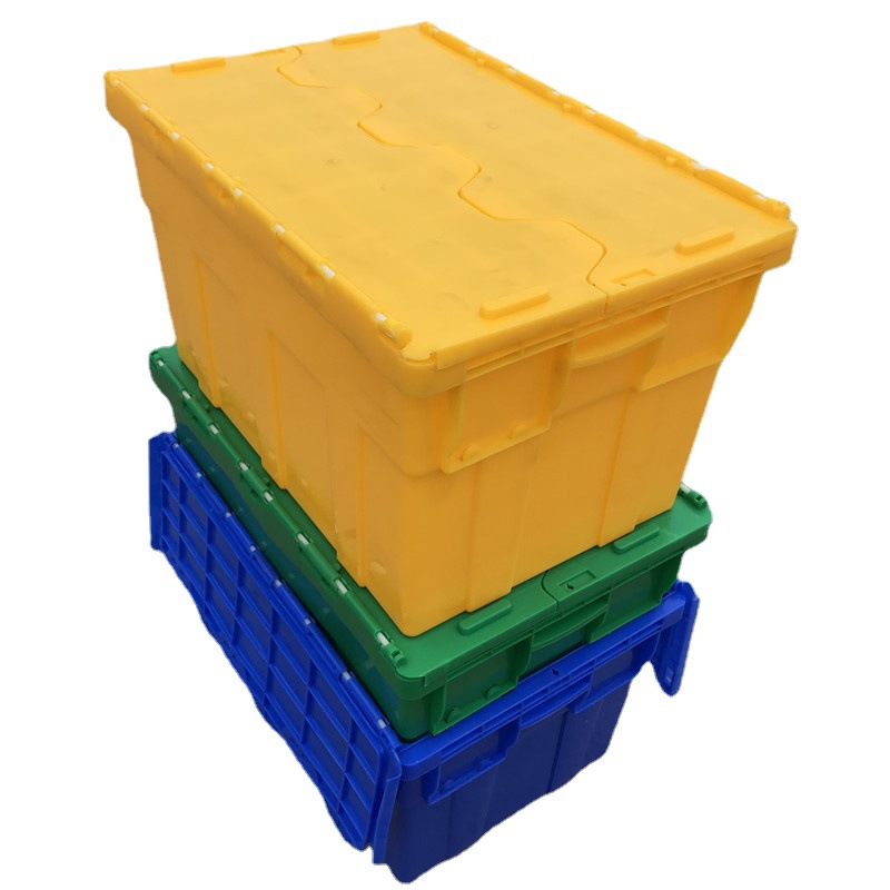 供应香港物流箱 翻盖斜插式周转箱 翻盖套叠塑胶箱 物流连盖箱