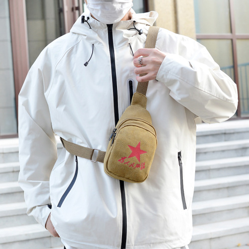 New Casual Men's Small Chest Bag Retro Canvas Bag Sports Men's Bag Multifunctional Outdoor Crossbody Bag Retro Chest Bag