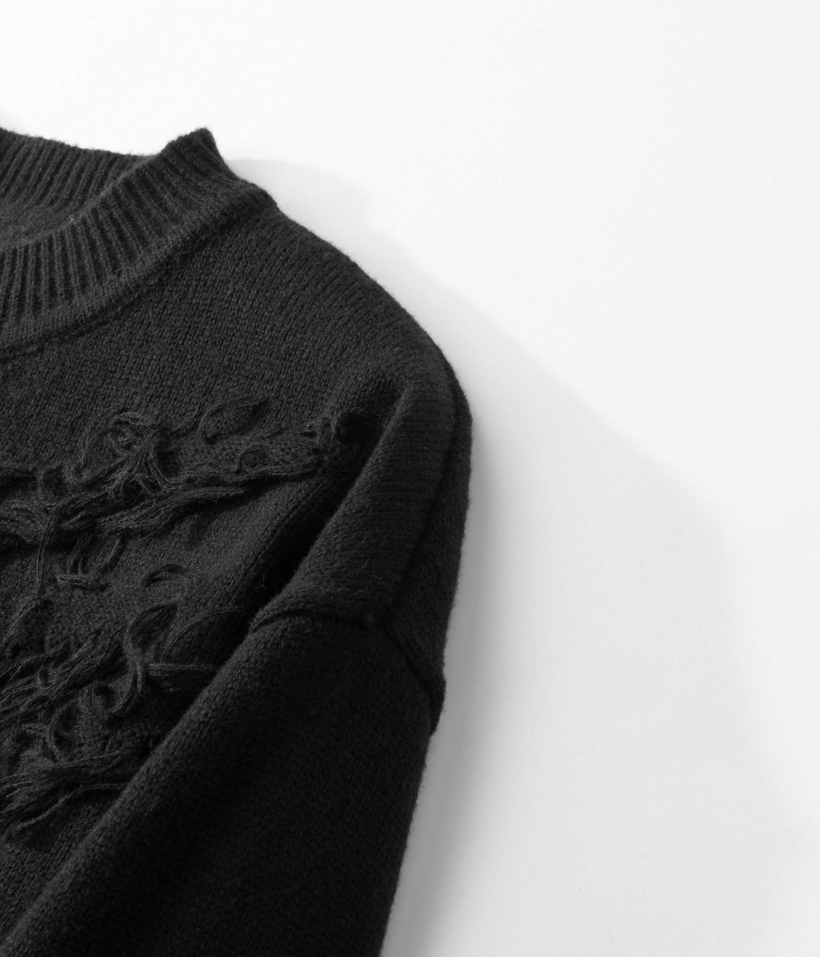 Men's Distressed Knit Sweater Oversized Retro Pullover Shirt Collar_voghion.com