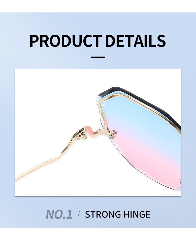 Nouvelles lunettes de soleil à bords coupés sans cadre Tendance européenne et américaine Lunettes de soleil dégradées à film océanique Lunettes de soleil à fleurs en forme de papillon_voghion.com