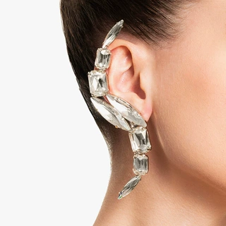 2022新款水钻耳夹 欧美时尚个性夸张S形闪亮水钻耳夹饰品earrings