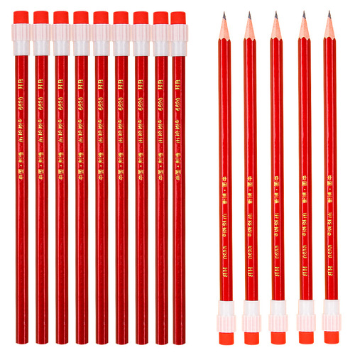 Student stationery pencil big red with eraser head wooden HB pencil children's writing pencil wholesale