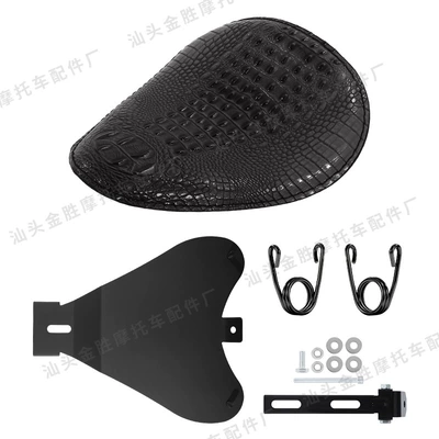 Motorcycle cushion, Cushion Bag - crocodile-leather-black-seat-cushion-v-shaped-spring-black-bracket