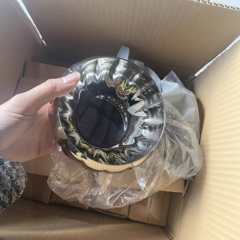 304 ステンレス鋼フルーツプレートデザート装飾ボウルミラー光沢のある大きなシルバー食器ボウルカボチャサラダボウルソース|undefined