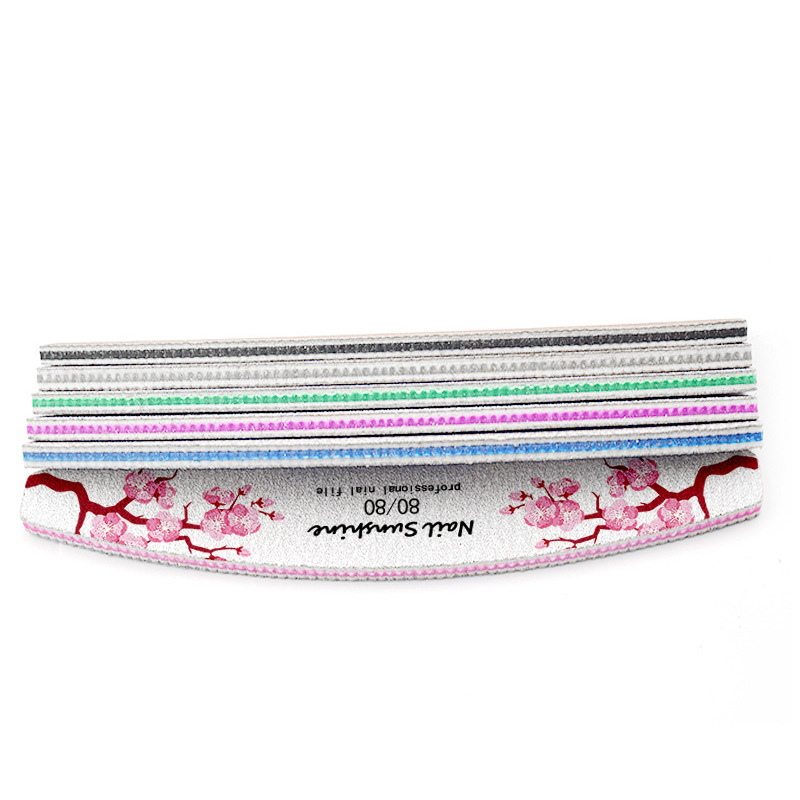 De gama alta de papel de lija de media luna gris blanco de arena de uñas archivo de impresión tira de molienda con los dientes que forma especial frote 1,8