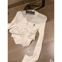 【金属十字】高品质金属十字架贴皮长袖针织开衫毛衣女高级感修身