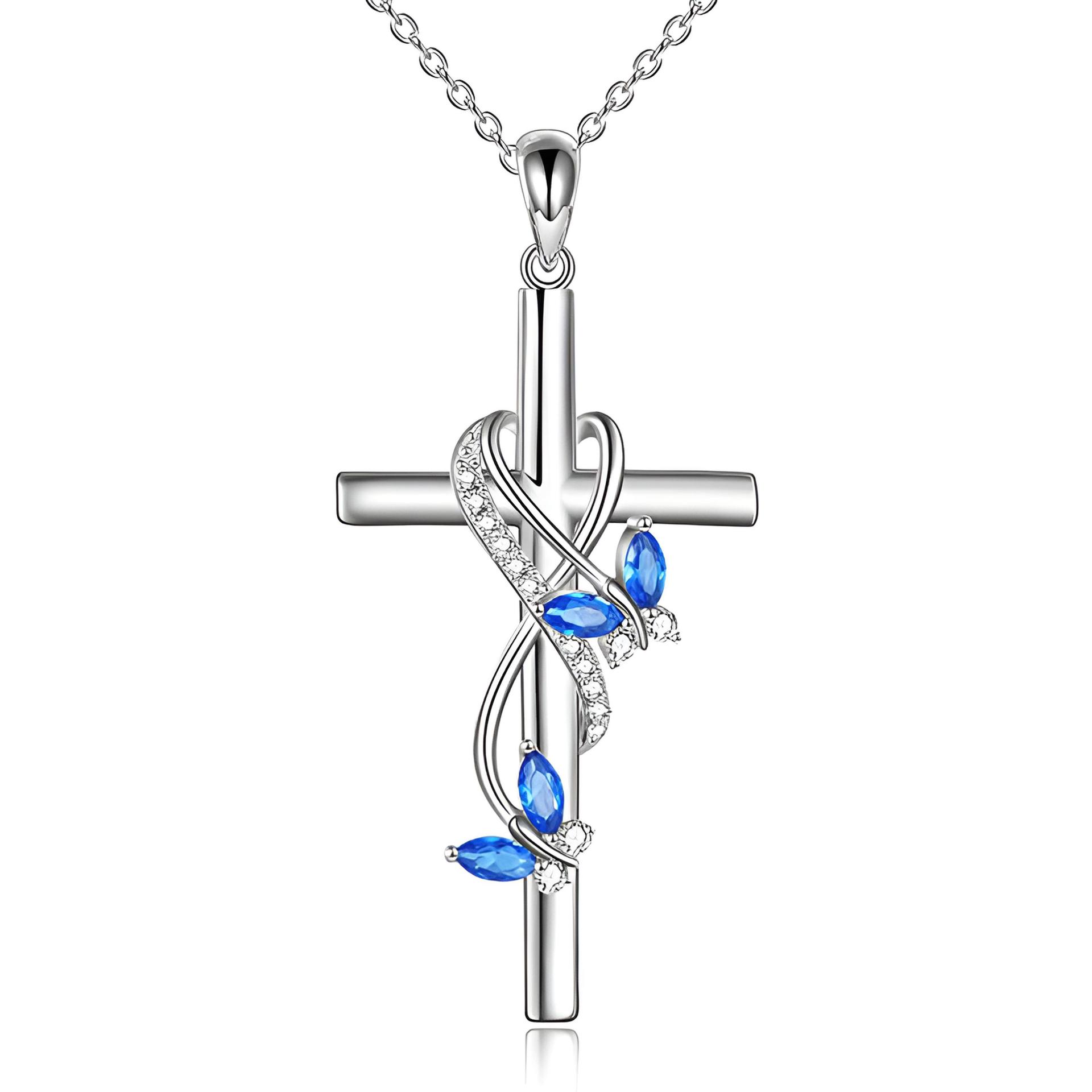 Elegant Simple Style Cross Butterfly Alloy Plating Zircon Women's Pendant Necklace 1 Piece display picture 3