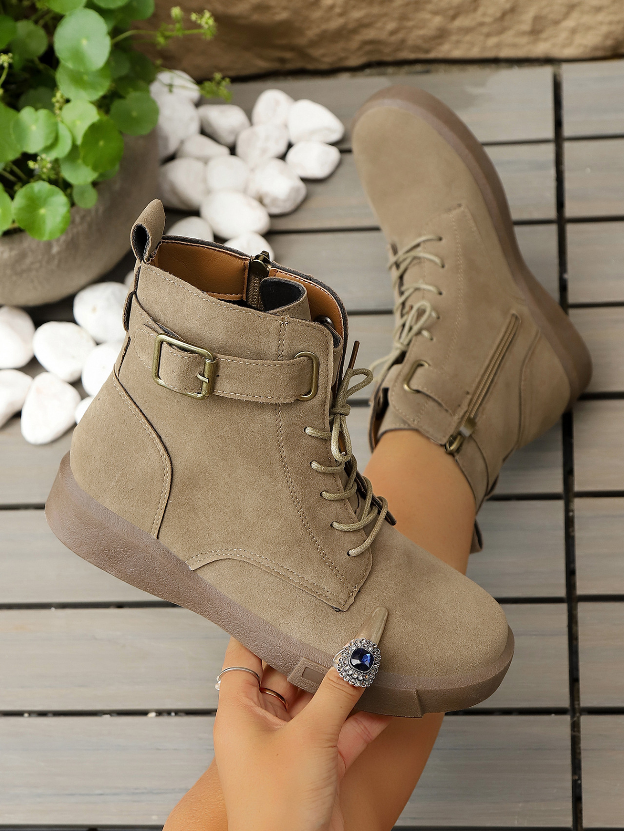 Women's Round Toe Platform Martin Boots British Style For Women_voghion.com