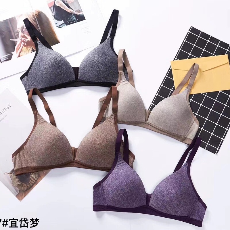 Yilongmeng 637 Thin Cup Bra Cross-border Bra Soft Two-breasted Wholesale Sports Breathable Simple No Steel Ring B Cup