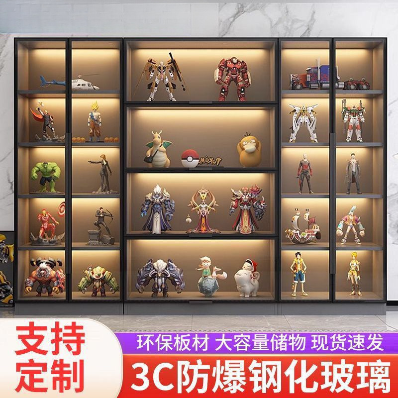 玻璃液压展示柜可手办柜乐高模型展示柜液压展示柜手办公仔展示柜