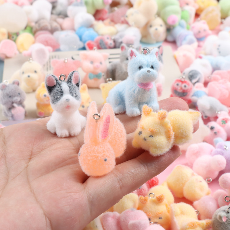 樹脂植毛立体クリエイティブかわいいペット動物人形 DIY 車マイクロ風景装飾品キーホルダー携帯電話ペンダント|undefined