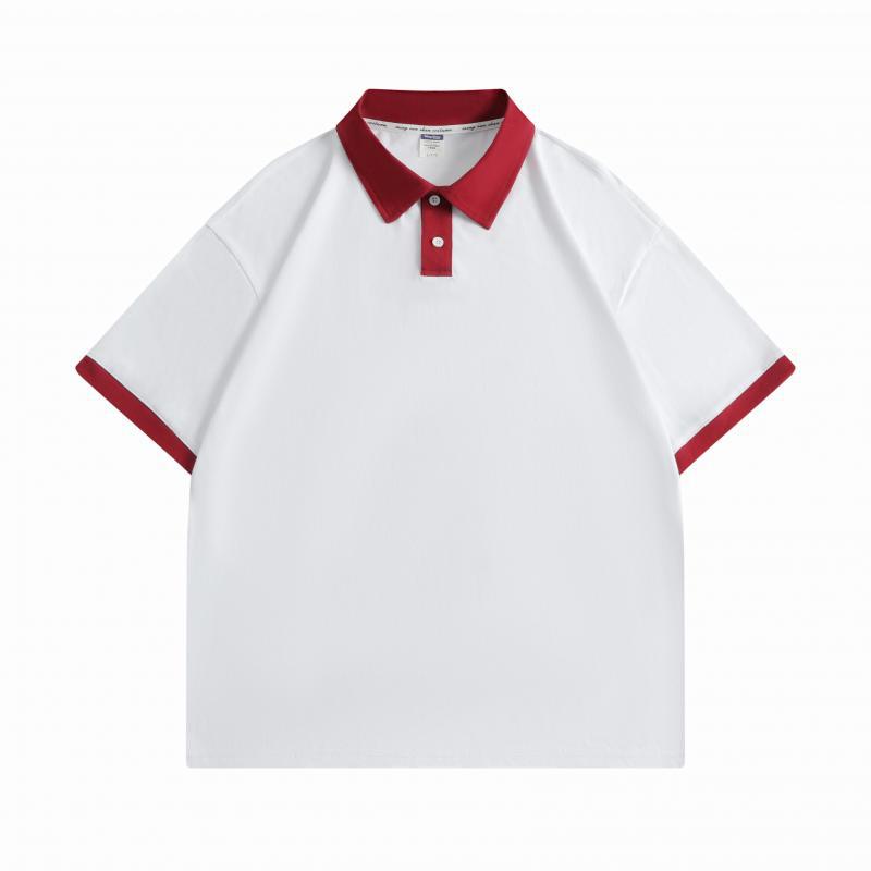 200g de algodón pesado a juego, solapa de hombro caída de color, polo, tela de algodón seco transpirable, algodón peinado cómodo