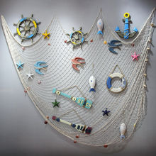 海洋风格渔网装饰挂件船舵挂饰地中海儿童房样板房间墙面鱼网壁饰