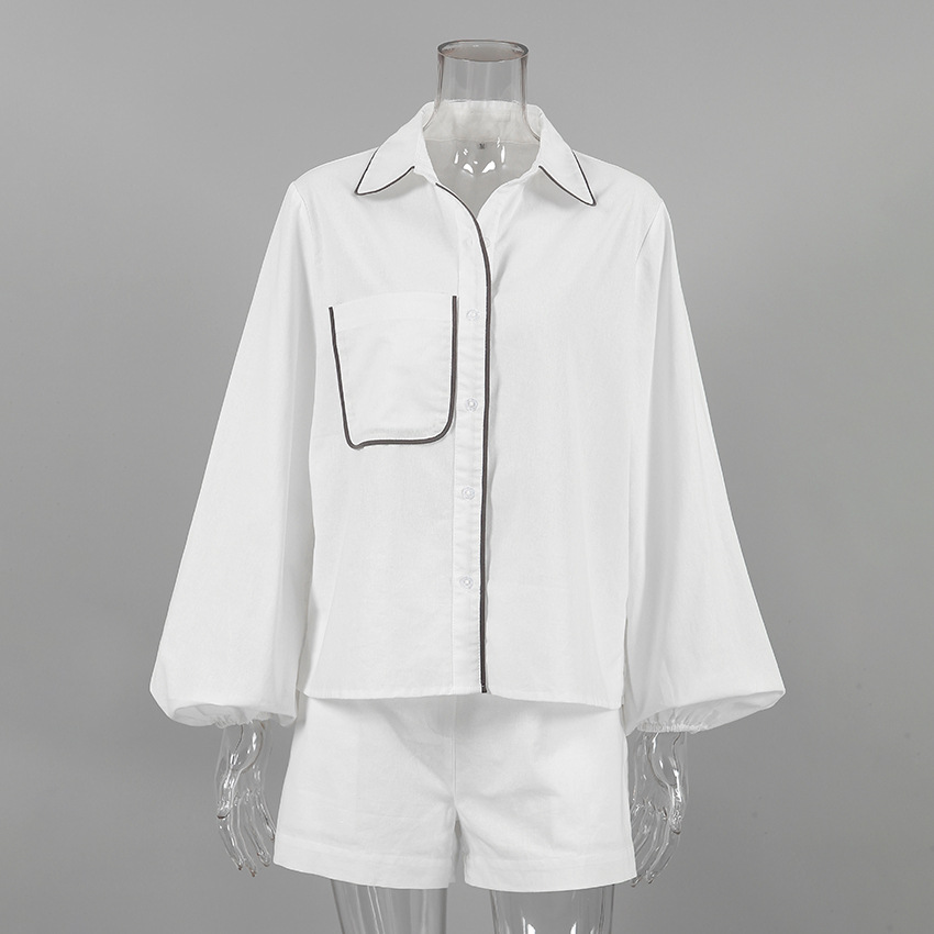 238g Weight Long Sleeve Sleeve Length Cotton Fabric Type Pant Co-ord Set Sets Type 2 Pieces Set Quantity Holiday, Outdoor, Daily Occasion Turndown Neckline Regular Fit Fit Type Solid Color, Lines Pattern Summer, Spring Season Women's Gender Pocket Design Streetwear Style Holiday Outdoor Daily Women's Streetwear Solid Color Lines Cotton Pocket Pant Co-ord Set Shorts Sets 3