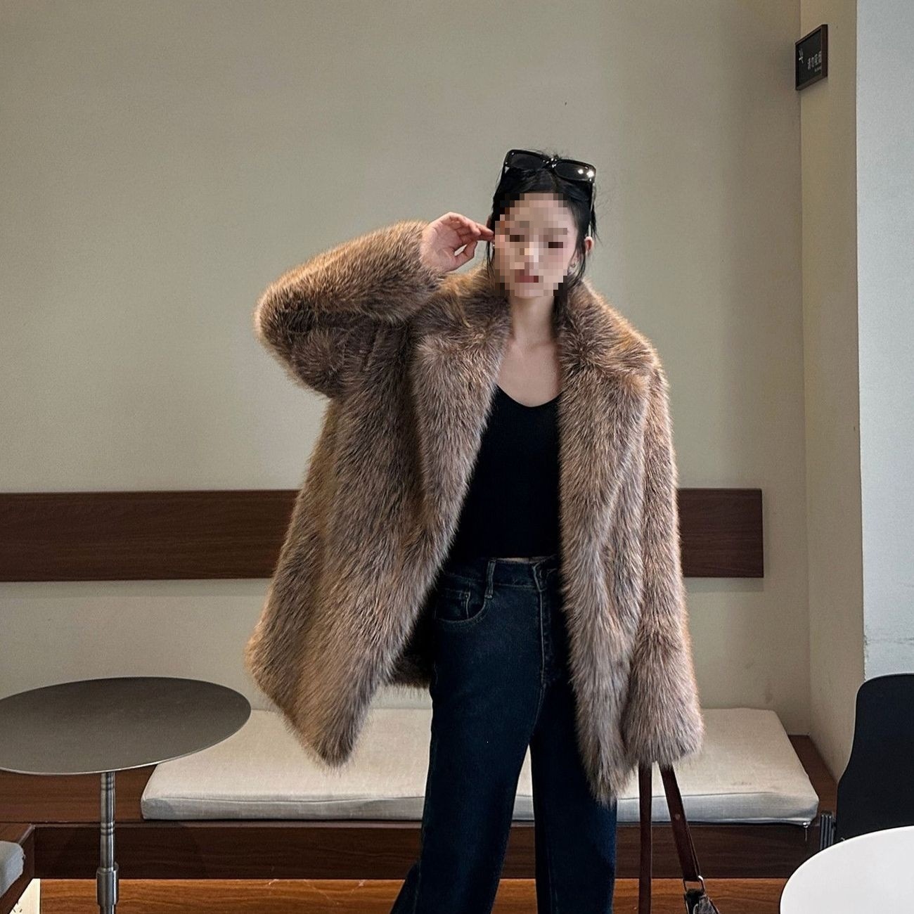Cross-border new floral fox fur coat for women, thickened and loose-fitting, European and American style suit collar