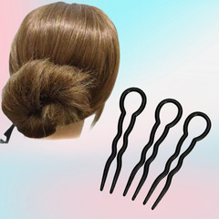 髮簪丸子頭碎發收尾螺旋U型夾簡單易操作盤發器插針黑色固定髮夾
