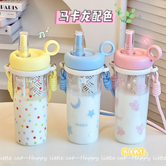 女の子向けのシンプルなウォーターカップ、見栄えの良い大容量のプラスチックカップ、ストロー付きのシンプルなアウトドアティーカップ、分離可能なカップ