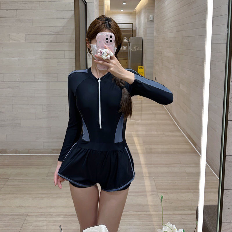 trajes de baño de baño para mujeres de agua caliente 2024 nuevo estilo explosivo delgado abdomen conservador deportes profesionales trajes de baño de ángulo plano para mujeres