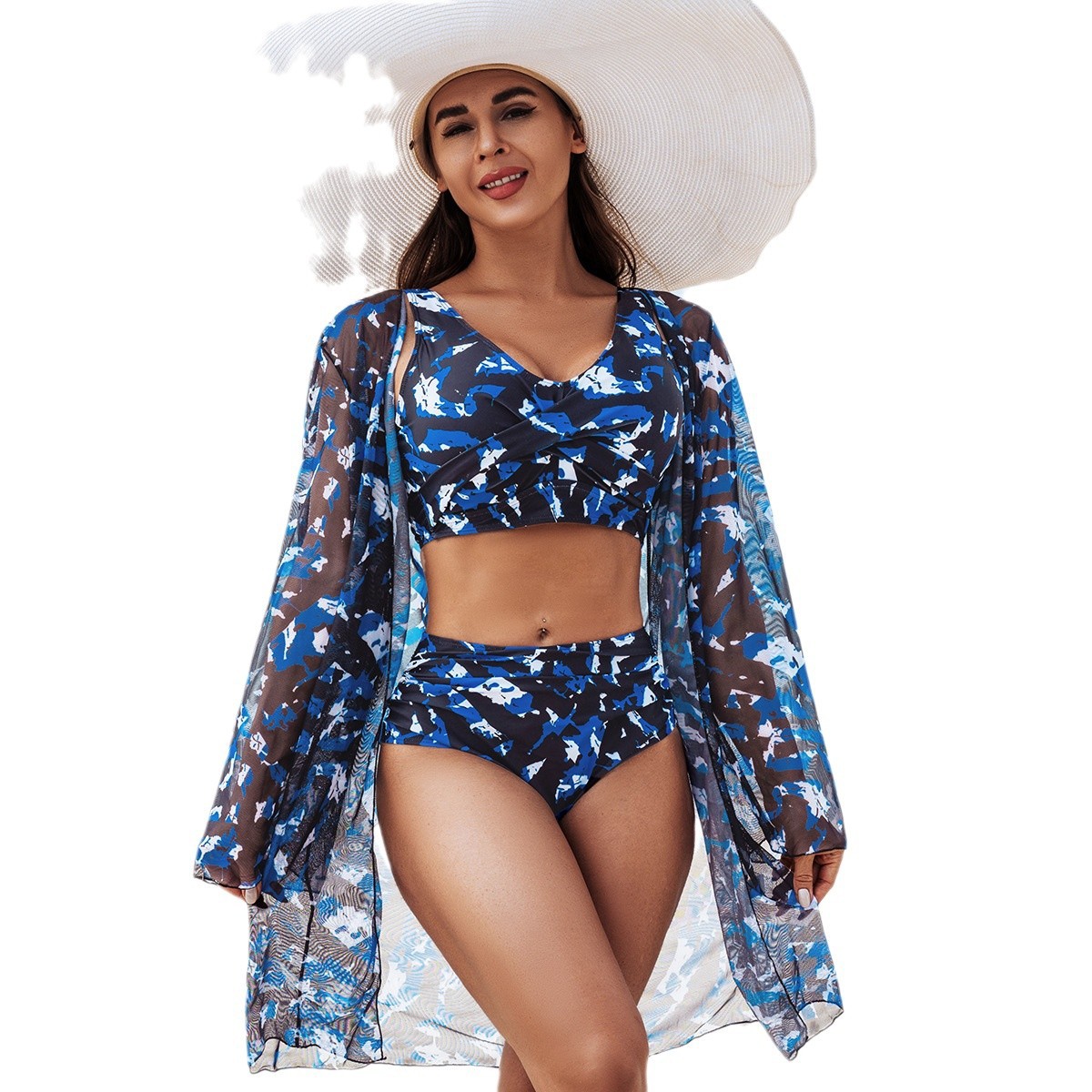 Nueva moda europea y americana de alta gama sexy trajes de baño de mujer tres piezas bikini bikini trajes de baño de mujer