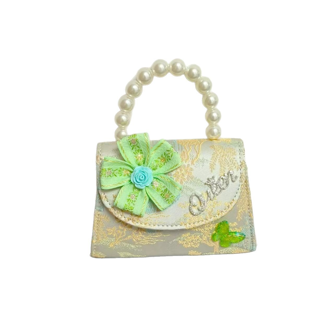 Bolsos infantiles de alto nivel, exquisitos antiguos, bolsos de cambio de niña, bolsos de mano de perlas de princesa, bolsos de almacenamiento