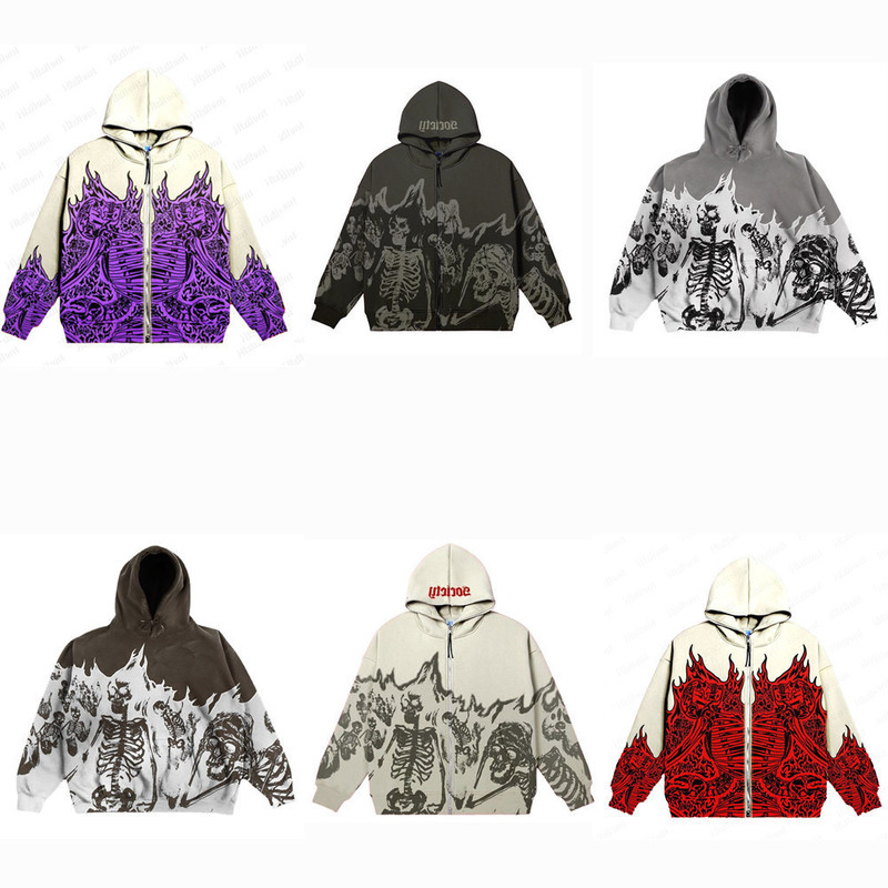 2025 Autum Cross-Border Export New Style Skull Skeleton 3D Digital Printing Loose Hooded Sweatshirt for Men and Women