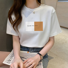 白色短袖t恤女装2024年新款夏季宽松韩版圆领半袖大码设计感上衣