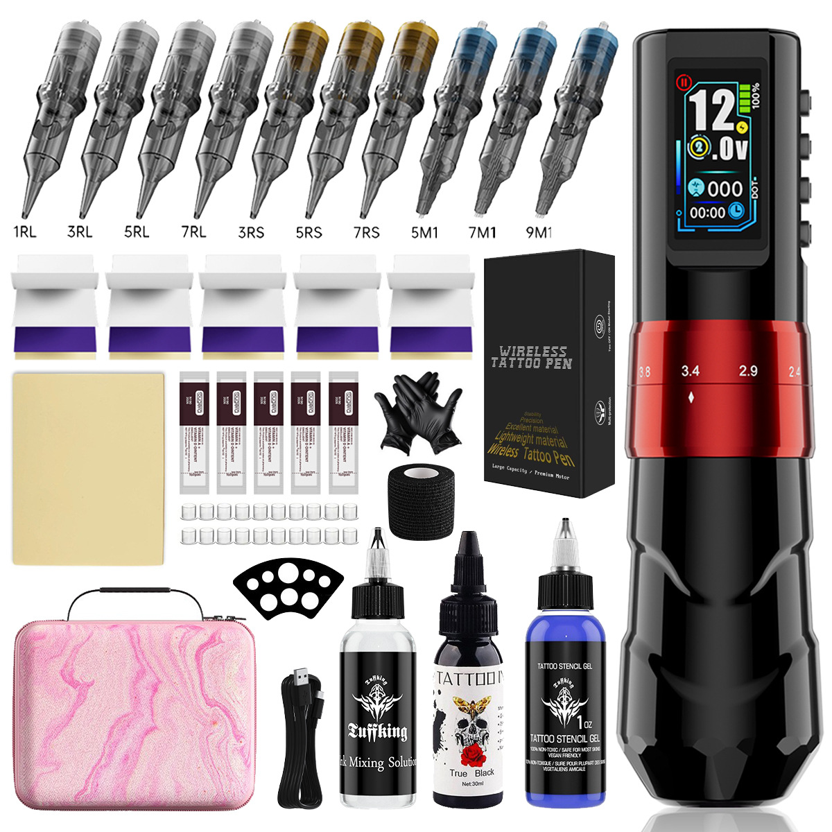 Tuffking juego de equipo de tatuaje P11 lápiz de tatuaje máquina todo en uno taza hueca inalámbrica lápiz motor línea de corte niebla image 10