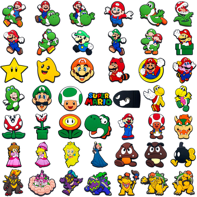 Super Mario Clog Shoe Charms Cartoon Soft Rubber Shoe Buckles Children's DIY Decoration Accessories Wholesale Super Mario Clog Shoe Charms Cartoon Soft Rubber Shoe Buckles Children's DIY Decoration Accessories Wholesale