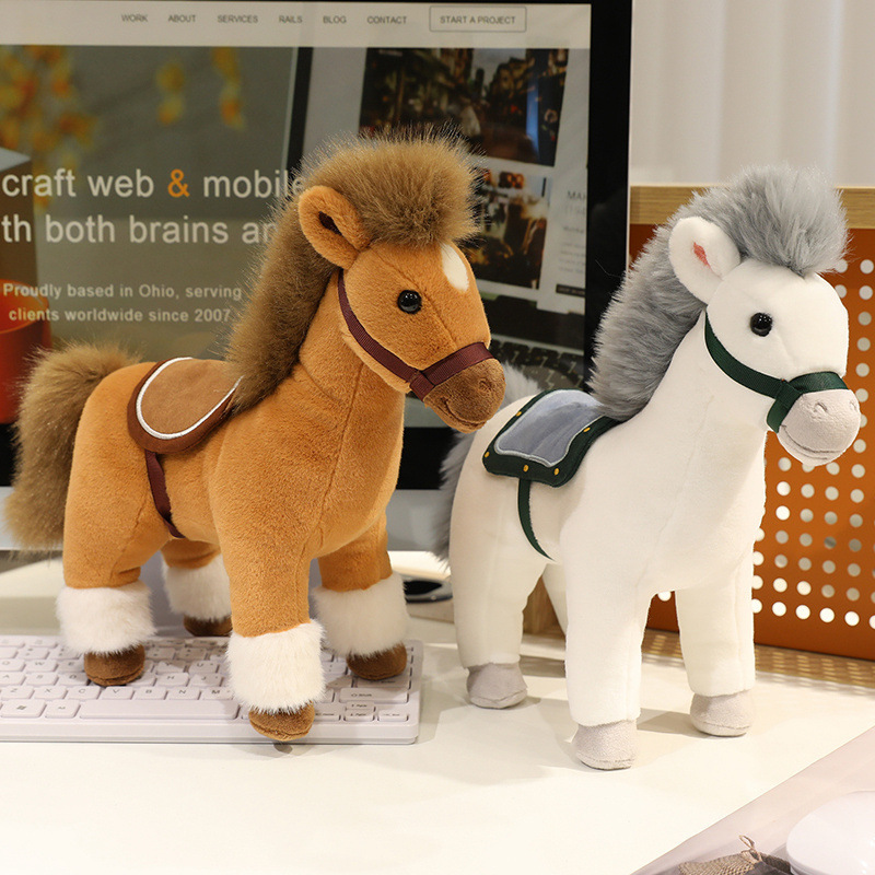 Cross-Border Realistic Pony Plush Toy Horse Figurine Stuffed Animal Children's Toy Zodiac Horse Ornament Gift for the Year of the Horse
