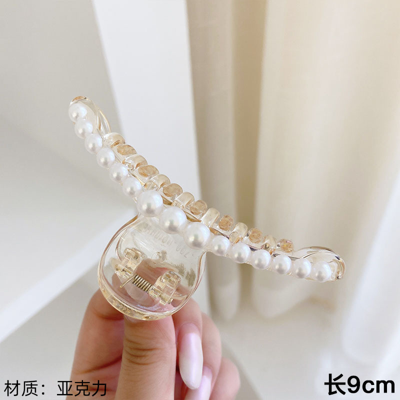 韓国大型アクリルサメクリップヘアアクセサリーシンプルなヘアクリップ女性の後頭部ヘアピン帽子卸売|undefined