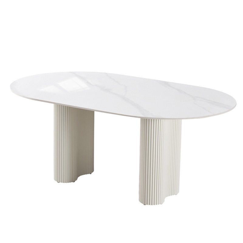 Mesa de comedor moderna y simple de tabla de roca casera estilo medieval nueva mesa de comedor casera hermosa mesa de piernas de maní