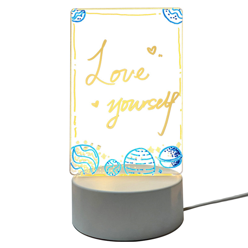 Lámpara de Noche 3D Creativa, Tablero de Mensajes DIY, Pequeña Lámpara de Mesa, Adorno de Regalo para Oficina, Dormitorio, Encimera, Lámpara LED