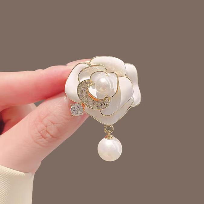 Camellia Perlenbrosche Für Damen Elegante Designer Anstecknadel_voghion.com