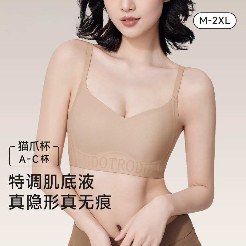 Seamless Liquid Foundation Bra for Women with Large Busts, Makes Small Busts Appear Smaller, Thin Invisible Integrated Beauty Back 2025 New Popular Bra